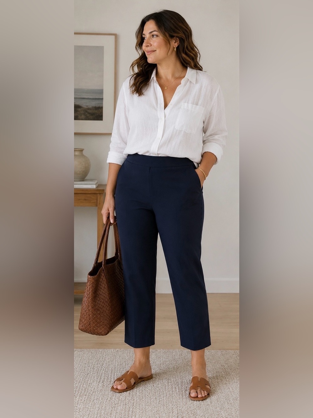 Jenni Kayne Navy Slim Trousers - Size 12
